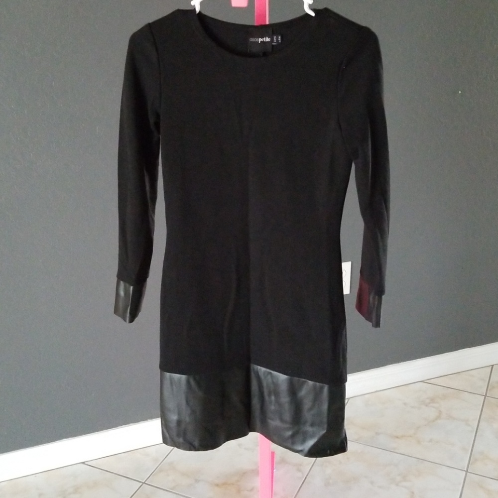 Asos black leather trim dress 6 petite